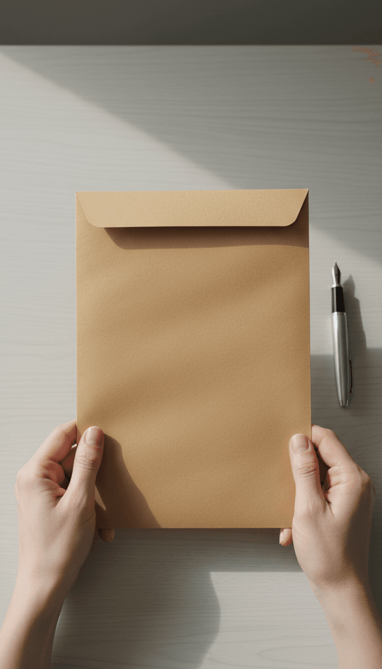 Patient rights document envelope on a desk