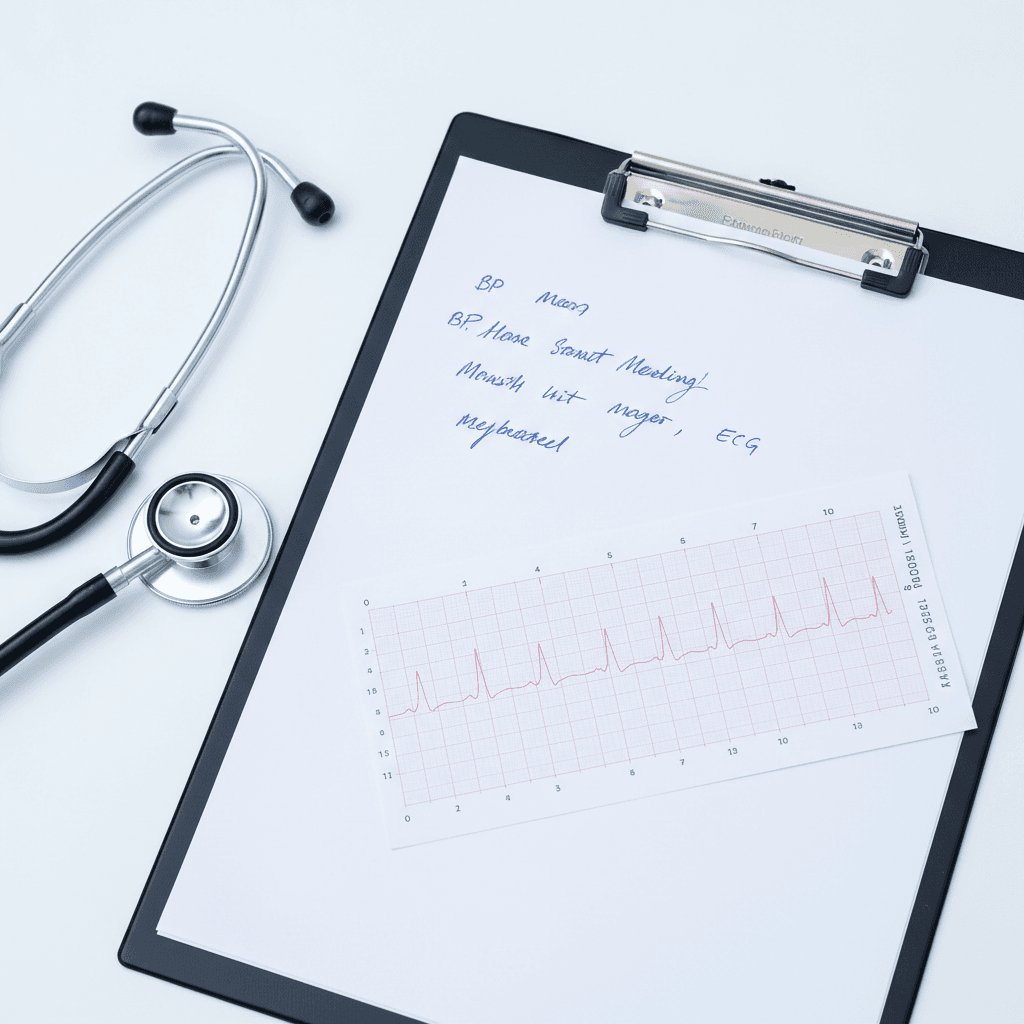 Medical chart on a clipboard with patient health information for transport care