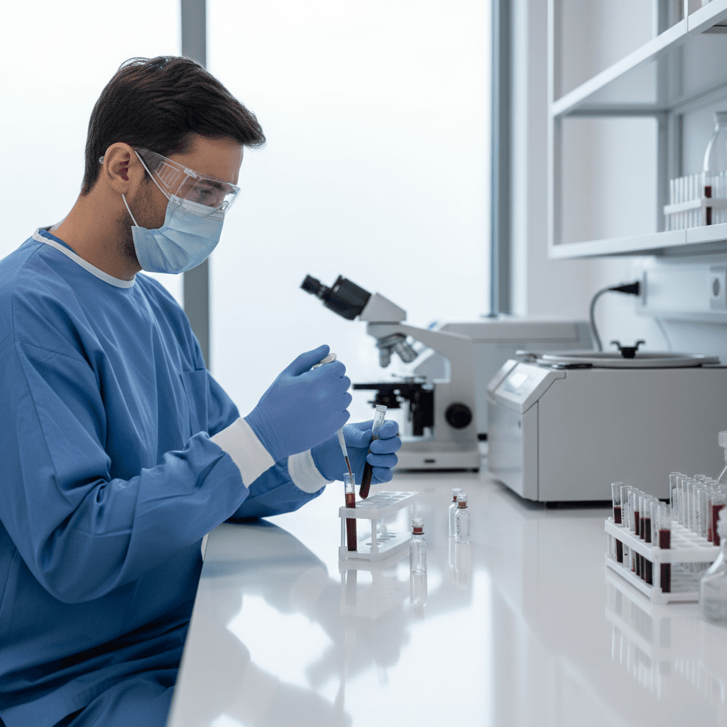 Specimen collection technician with DOT kit